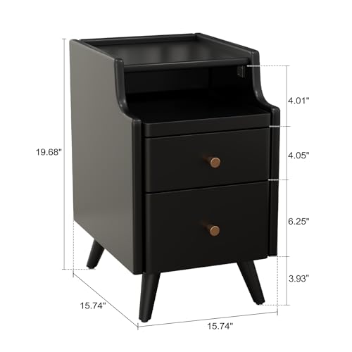 Wood Nightstand (1 Pc(black) / 15.74''D*15.74''W*19.68''H)