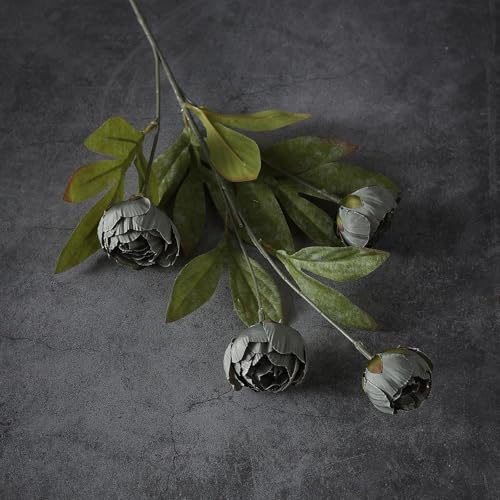 6 Pcs 27" Faux Silk Peony Artificial Flowers Stems for Vase (Dark Gray)