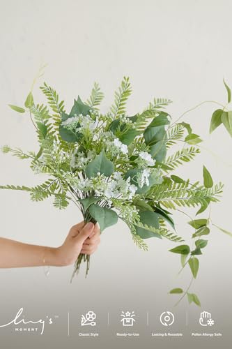 Artificial Greenery Stems Box Set (Grn-light Green & White)