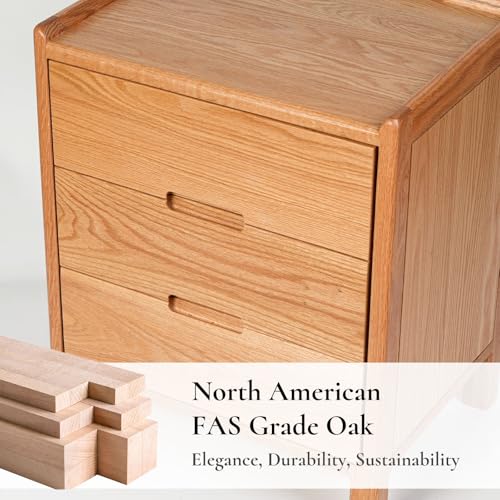 Nightstand Solid Wood Small End Table w (Natural)