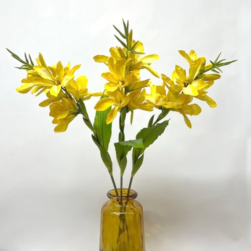 2Pcs 42.5" Artificial Canna Lily Flowers Fake Tropical Canna Plants Yellow (Yellow)