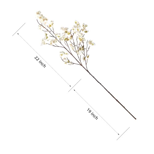 4 Pcs Artificial Cherry Blossom Flower Branches (White-mrz)