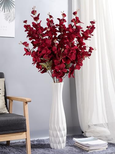 6PCS 35.43'' Red Delphinium Artificial Flower Faux Larkspur Silk Flowers Long Stem Blossoms Flowers for Tall Vase Floral Arrangements Home Table Wedding Decor (Red)