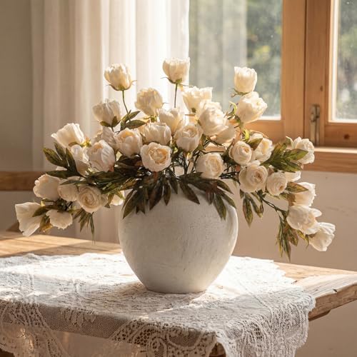 Faux Silk Peony Artificial Flowers Stem for Vase (Light)