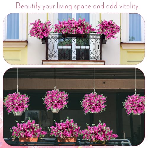 60 Pcs Fake Bougainvillea Bulk Silk Flower UV Resistant (Rose Purple)