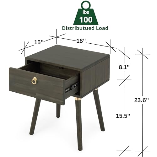 Caden Solid Wood Nightstand (Caden Nightstand / Nightstand / Mocha)