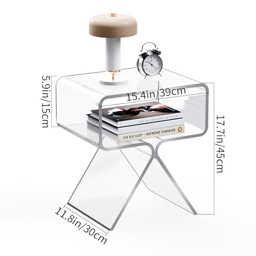 Acrylic Nightstand Bedside Side Table (Clear)