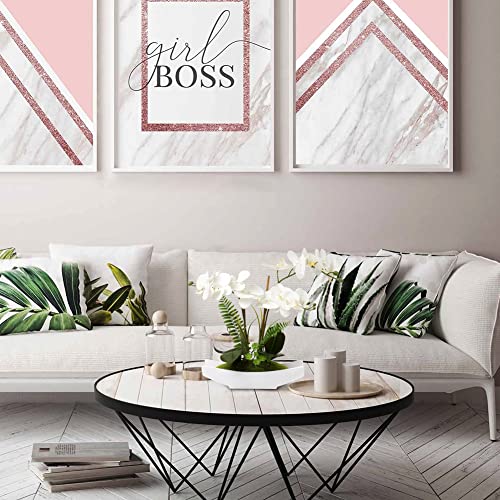 Orchids Artificial Flowers 15" Large Fake Orchid White Phalaenopsis Orchid Flower Arrangements with Vase Faux Orchid for Home Living Room Table Centerpiece Office Table Decor (White#4)