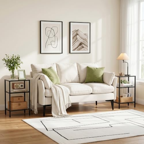 Glass Side Table (Black / 3-Tier (11"D x 15"W x 25.6"H))