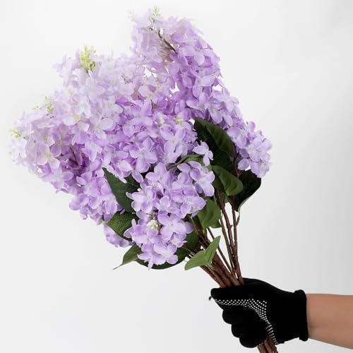 4PCS 30inch Lilac Artificial Flowers Purple Fake Delphinium Long Stem Silk Real Touch Flower Faux Lilac Floral Arrangement for Tall Vase Table Centerpieces Wedding Garden Home Decoration (30inch Purple / 4 Pcs)