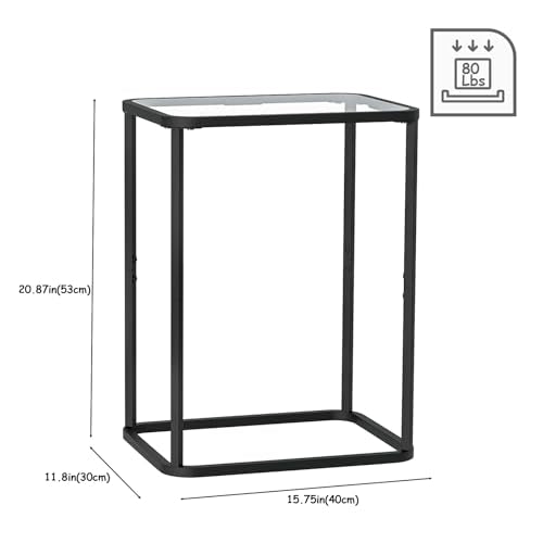 Glass Side Table (Black / 15.8"x11.8"x20.8" 1 PCS)