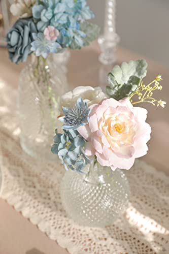 Artificial Flowers Combo Box Set Faux Flowers Bulk Flower Leaf with Stems Arrangements for DIY Wedding Bouquets Party Table Centerpieces Home Decorations Indoor Outdoor (Blue&pink)