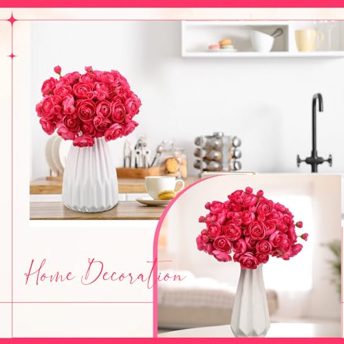 48 Pcs Ranunculus Artificial Flower (Hot Pink)