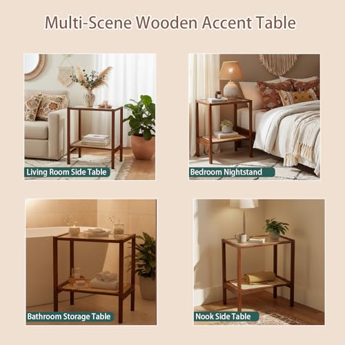 Brown Rattan Nightstand (2-tier Rattan-brown)