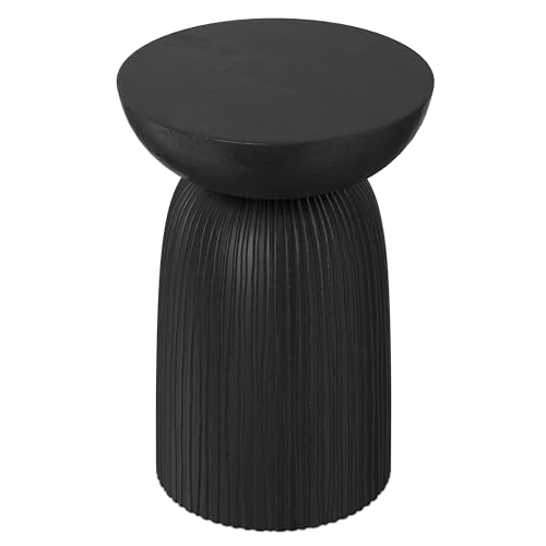Boyd 13" Wide Solid Wood Round End Table in Black (Black / 13 inch)