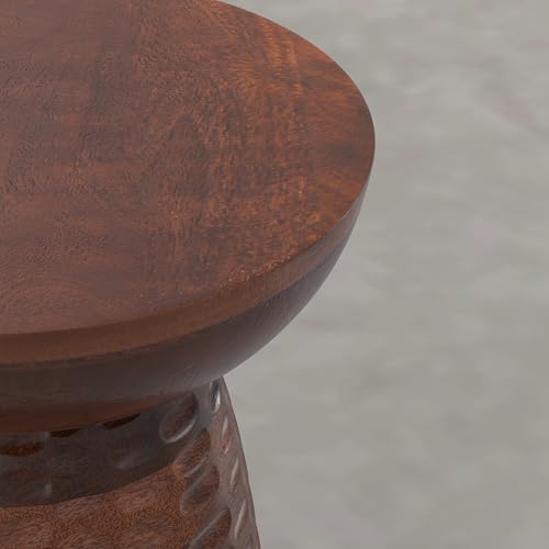 Boyd 13" Wide Mango Wood Round Table in Warm Auburn Brown (Warm Auburn Brown / 13 inch)