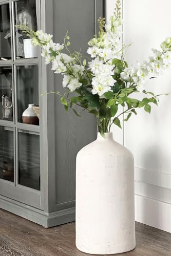 8PCS White Artificial Delphinium Flowers with Clematis Greenery Long Stem Flowers 29.5" Larkspur Artificial Flowers for Wedding Centerpieces Silk Flowers for Home Decor Indoor (White)