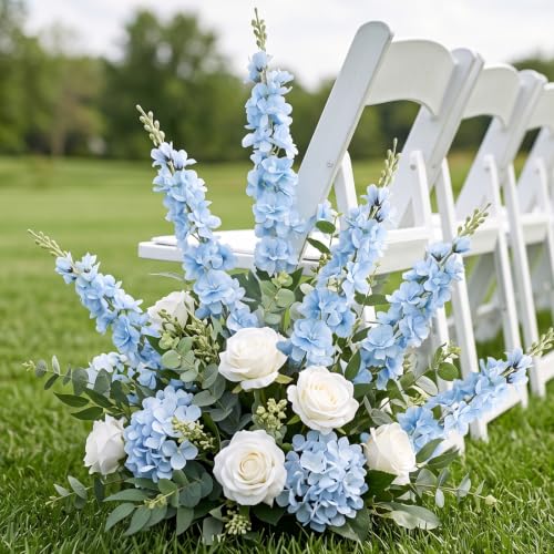 16Pcs Light Blue Delphinium Artificial Flower 33.5'' Long Stem Blue Flowers (Light Blue)