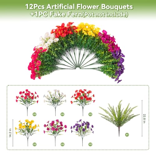 Artificial Flowers Fake Plants for Outdoors Decoration (Mixed Color)