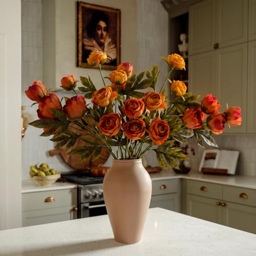 Faux Silk Peony Artificial Flowers Stem for Vase (Autumn)