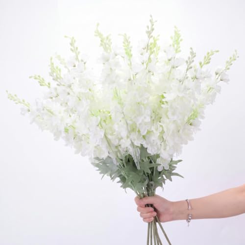 60 Pcs White Delphinium Artificial Flower Bulk (34.25" / White)