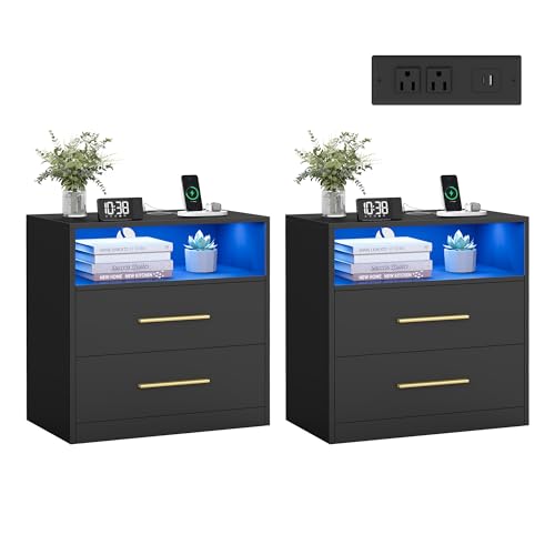 23.6‑Inch Wide Nightstands (Ink Black / 2 PACK)