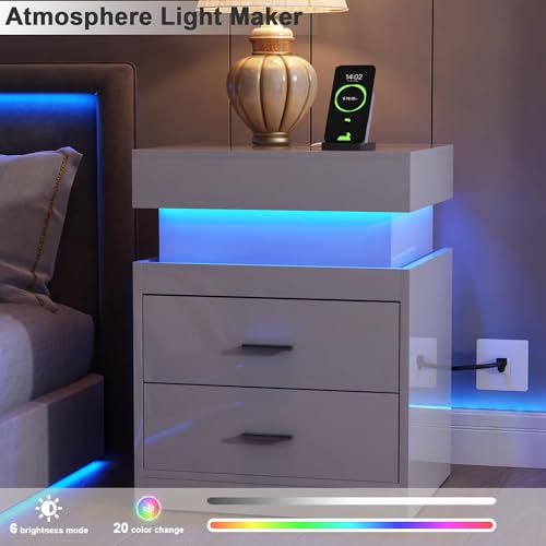 LED Nightstand Set of 2 (White / 2 Pack)