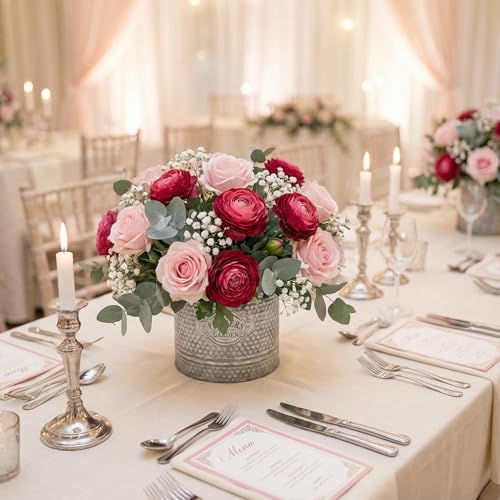 Artificial Ranunculus Flowers with Real Touch Stem (Red / 6)