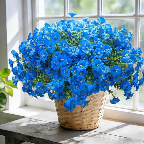 UV Resistant Artificial Morning Glory Flowers (Blue)