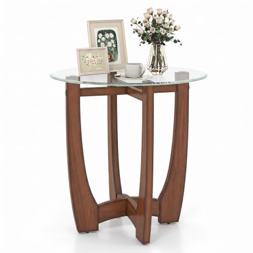 Glass End Table (Walnut)