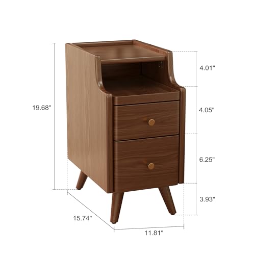 Small Nightstand with Drawers (1 Pc(walnut) / 15.74''D*11.81''W*19.68''H)