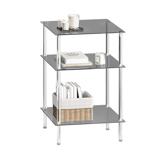 Tempered Glass Side Table (Black / 3 tier High)