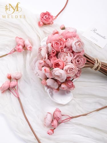 32Pcs Dusty Rose Ranunculus Artificial Flowers for DIY Home Wedding (Dusty Rose)