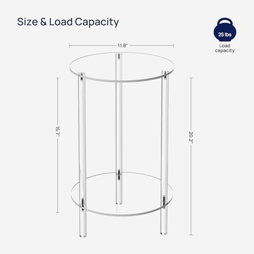 2 Tier Acrylic Side Table for Small Spaces