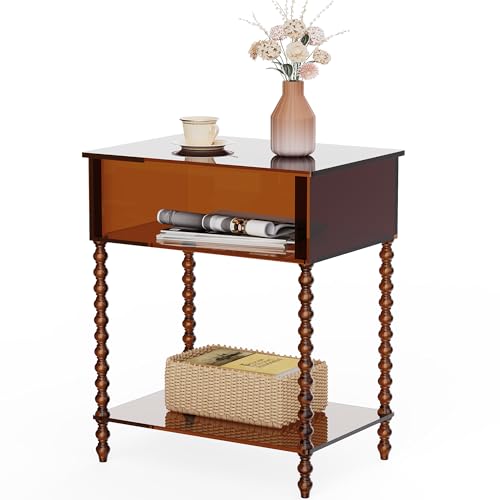 Acrylic Side Table (Dark Brown / Large)