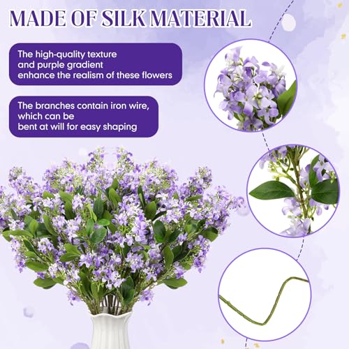 20 Pcs 30" Artificial Lilac Flowers Fake Delphinium Antirrhinum Stem Silk Artificial Flower Branch Floral Arrangement for Vase Centerpieces Wedding Bouquet Home (Purple)