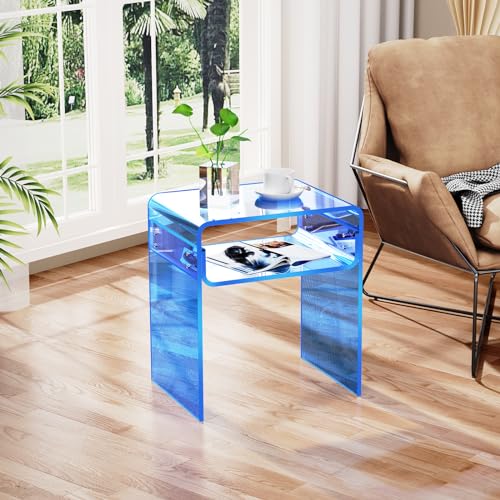 Clear Acrylic End Table 2 (Blue)