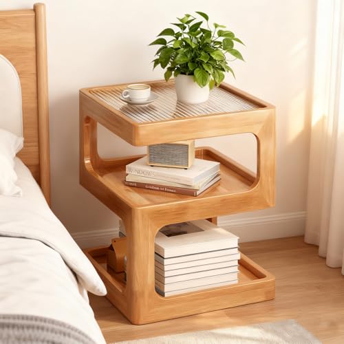 3 Tier Nightstand (Wood Color / 13.78*13.78*21.16in)