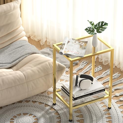 Glass Side Tables Set of 2 (Gold)