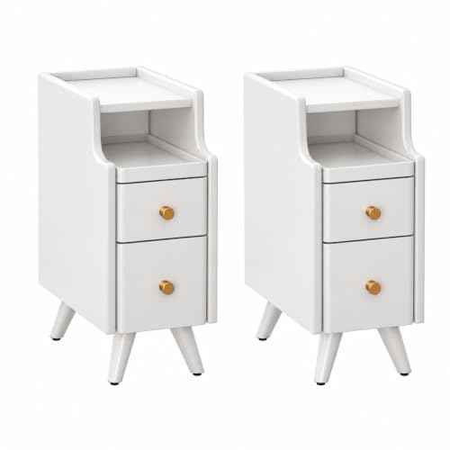 Narrow Nightstand Set of 2 (2 Pc(white) / 15.74''D*7.87''W*19.68''H)