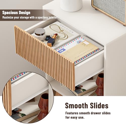 Fluted Nightstand (White+oak)