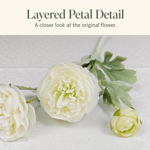 Artificial Flowers White Peonies 10pcs 30Heads Bouquet Fake Peonies Artificial Ranunculus Flowers for Indoor Faux Floral Arrangements Home Table Kitchen Wedding Party Farmhouse Decor ﻿ (White(10pcs))