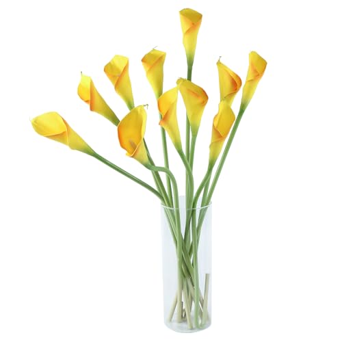 12pcs Large Calla Lily Artificial Flowers (Yellow-orange Edge)