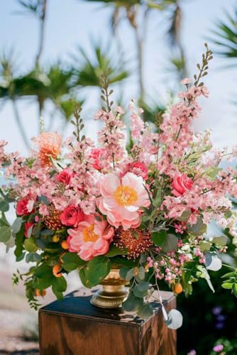 Pink Artificial Delphinium Flowers 33.5" Long Stem Artificial Flowers Vintage Pink Fake Flowers for Wedding Centerpieces for Home Tables Party Decor（Vintage Pink） (5pcs-vintage Pink)