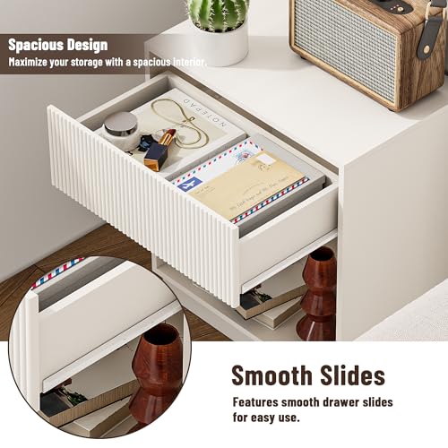 Fluted Nightstands Set of 2 (White)