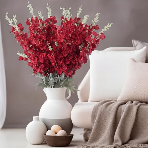 24 Pcs Burgundy Delphinium Artificial Flower Bulk (34.25" / Burgundy)