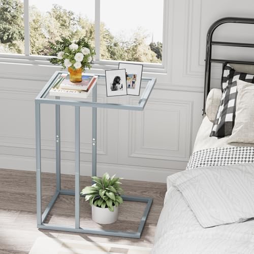 End Table C Shaped Side Table for Sofa (Grey)