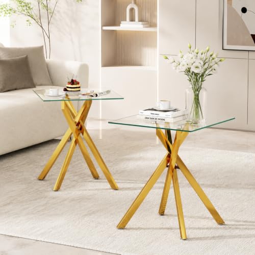 Glass Side Table Set of 2 (Gold)