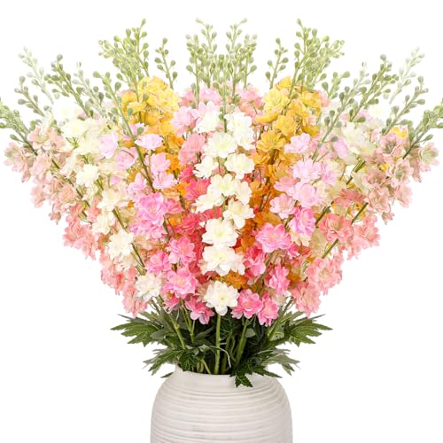 20 Delphinium Artificial Flowers 33.5" Long Stem (Multi Color)