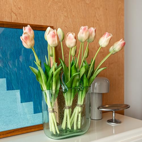 15pcs Artificial Tulips Flowers (15pcs Pink Champagne (No Vase))